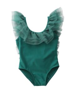 Girls Plain Swimming Costume - Green - 2-3 years