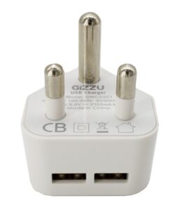 GIZZU double USB 3-Prong Wall Charger - White