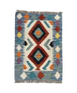 Glam & Decor Artistic Blue Handmade Choubi Kilim - 90 x 60 cm