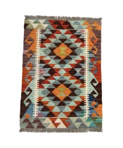 Glam & Decor Hand-Knotted Afghan Vibrant Kilim - 90 x 60 cm