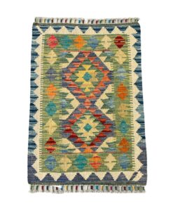Glam & Decor Handmade Afghan Blue Choubi Kilim - 90 x 60 cm