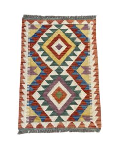 Glam & Decor Traditional Style Afghan Choubi Kilim Small Rug - 90 x 60 cm