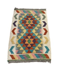 Glam & Decor Vibrant Colourful Hand Knotted Baby Kilim - 70 x 60 cm