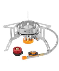 Glamping- Portable Folding Windproof Camping Gas Stove + Butane Gas Adapter