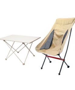 Glamping - Ultralight Folding Camping Table + 1 Chair (Medium Beige)