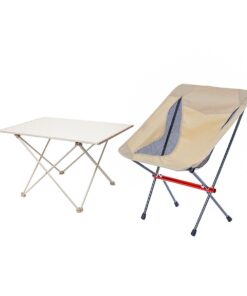 Glamping - Ultralight Folding Camping Table + 1 Chair (Small Beige)