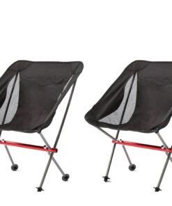 Glamping - Ultralight Portable Folding Camping Chair x 2 (Black)