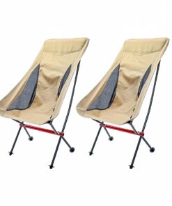 Glamping - Ultralight Portable High-Back Folding Camping Chair x 2 (Beige)