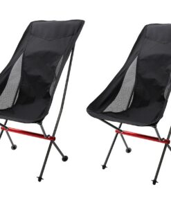 Glamping - Ultralight Portable High-Back Folding Camping Chair x 2 (Black)
