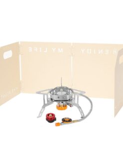 Glamping- Windproof Gas Stove + Large Stove Folding Windshield Combo