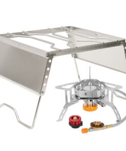 Glamping- Windproof Gas Stove+Butane Adapter+Windscreen Folding Grill Combo