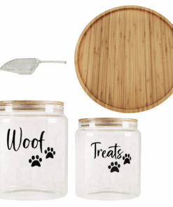 Glass & Bamboo Pet Food Storage Set