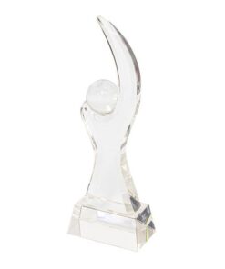 Glass Figurine Trophy with Ball - 26.5cm Including Gift Box