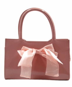 Glossy Rose Patent Bow Tote Bag