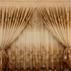 Gold, Brown Light-Filtering Leaf Living Room Taped Curtains W 600 X 240 H