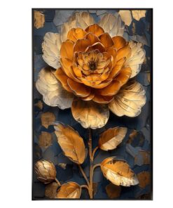 Gold Floral Cotton Canvas cm Botanical Wall Art
