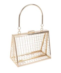 Gold Lady Evening Shoulder Designer Cage Clutch Evening Bag
