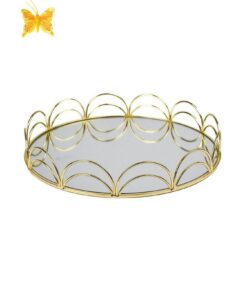 Gold Mirror Decorative Tray with Butterfly Craft