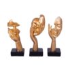 Gold Modern Abstract Face Sculpture Set of 3