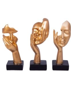 Gold Modern Abstract Face Sculpture Set of 3