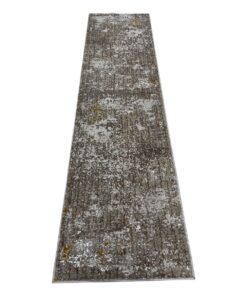 Gold/Brown Turkish Shimmerring Runner Rug - 300 x 80 cm