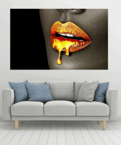 Golden Lips Canvas artPicture Frame