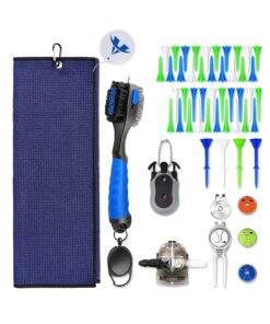 Golf Club Cleaning Kit Microfiber Towel Retractable Brush Divot Tool