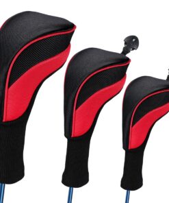 Golf Head Covers 3 Piece - Black, Red