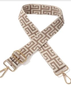 Greek Print Adjustable Bag Strap - Beige & Brown