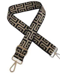 Greek Print Adjustable Bag Strap - Black & Brown