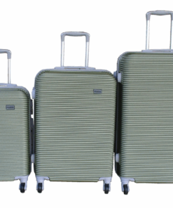 Green ABS 3-Piece Luggage Set with Spinner Wheels and Telescopic Handles