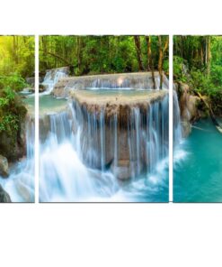 Green, Blue Waterfall Cotton Canvas cm Home Decor Wall Art