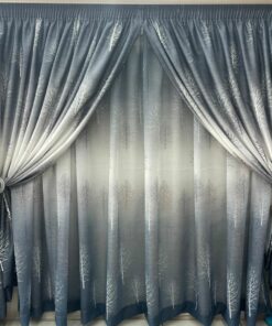 Grey And White Theme Curtain & Lace Taped (W500cm L-250cm)