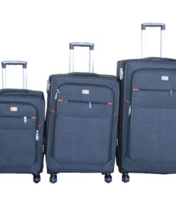 Grey Fabric 3-Piece Trolley Luggage Set - Soft-Sided Suitcases