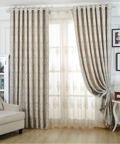 Grey Light-Filtering Damask Dining Room Eyelet Curtain 600cm x 240cm