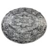 Grey Shining Floral Pattern Round Turkish Rug - 150 x 150 cm