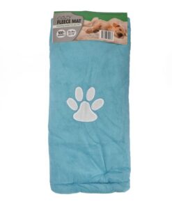Grovida Soft Cosy Fleece Pet Paw Mat Blanket (58cmx50cm) - Grey - Blue & White