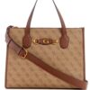 Guess Izzy 2 Compartment Tote - Women - Latte Logo/Brown