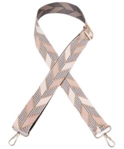 Guitar Style Adjustable Bag Strap - Beige Block Chevron