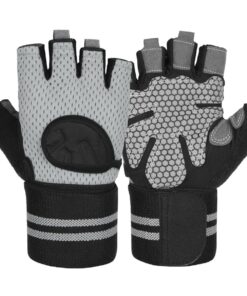 Gym Gloves Weight Lifting Workout Wrist Support Full Palm Protection - Grey - M