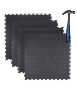 Gym PVC Interlocking Tiles 5SQM - 20 Pieces - Black