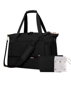 Gym Sports Travel Duffel Bag with USB Charging Port - Black