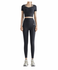Gympanther Diamond Neckline T-Shirt and Long Leggings Activewear Set