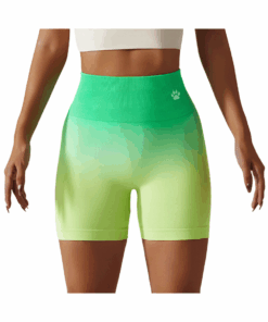 GYMPANTHER Gradient Lumina Squat-Proof Yoga Tight Shorts - Light Green Yellow - L