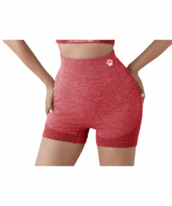 GYMPANTHER LiftButt Bliss: Women's High-Waisted Yoga Shorts - Dusted Red - S-M