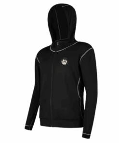 GYMPANTHER Men's Lightweight Slim Fit High Zip Up Hoodie - Black - M