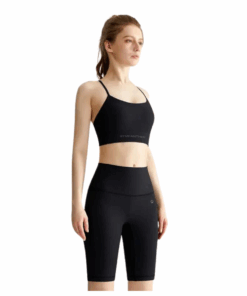 GYMPANTHER Ribbed Bra & Short Leggings Compression Set - Black - L