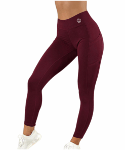 GYMPANTHER Sexy Stretchy Sportswear Leggings with Phone Pocket - Wine Red - S