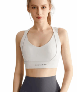 GymPanther Women's High-Impact Cross Strap Sports Bra - White with a Hint of Pink - M