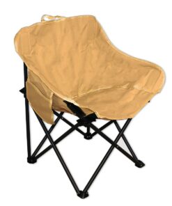 Half Moon Metal Frame Folding Camping Chair with Side Pocket - 53x47x70cm - Brown